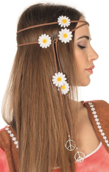 verkoop - attributen - Hebbedingetjes - Haarband margrietjes met peaceteken